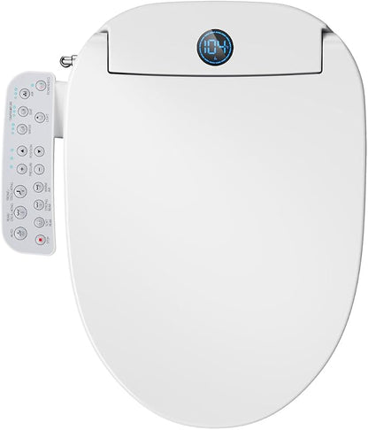 GAICOM Electric Bidet Toilet Seat Elongated, Heated Seat ＆ Warm Air Dryer | Instant Warm Water, Multiple Cleaning Modes, Side Panel Control, Self Cleaning Nozzle, Night Light, Soft Close Lid