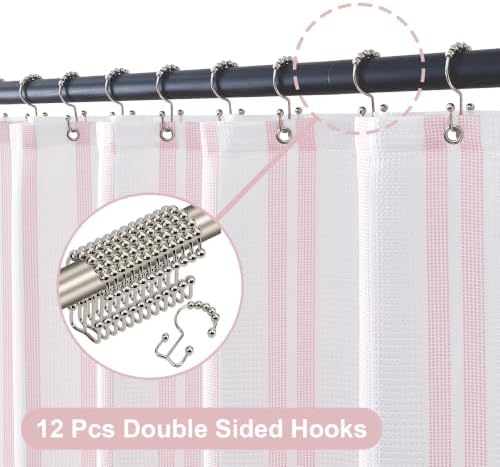ORTIGIA 3 in 1 Waterproof Shower Curtain PEVA Liner Set 72x84 Inch,Pink