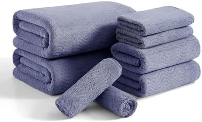 8 Piece Bath Towel Set |2 Oversized Large Bath Sheet,2 Hand Towels,4 Washcloths| Ultra Soft Bath Towel Set for Bathroom Hotel Gym Spa,Highly Absorbent Quick Dry Bathroom Towel Collections,Wedgewood