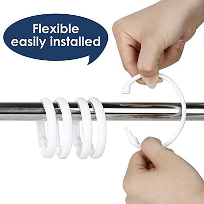 12 Packs Circular Shower Curtain Rings, Plastic Curtain O Rings Hooks for Bathroom, Glide Easily on Bathroom Shower Rod (White)
