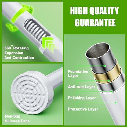 Ausemku Shower Curtain Rod Tension - 32-80 Inch Never Rust Non-Slip Spring Tension Curtain Rod No Drilling Stainless Steel Curtain Rod Use Bathroom Kitchen（White）