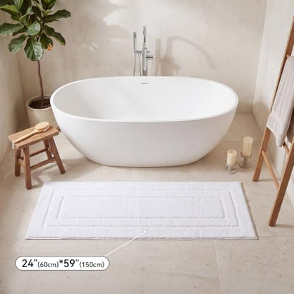 GRANNY SAYS White Bathroom Runner Rug 59" x 24", Soft Microfiber Bath Mat