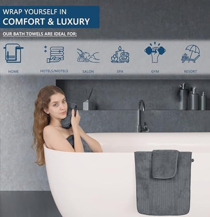 Extra Large Bath Sheet Set of 4,Ultra Soft Fluffy Towel,35”x 70”Oversized Bath Towel Set,Premium Microfiber Bathroom Towel Set Highly Absorbent Quick Dry Shower Towel for Bathroom,Hotel,Spa(Grey)