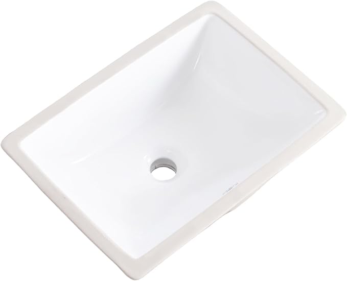 Undermount Bathroom Sink 18x13 Inch Vessel Sink White Porcelain Ceramic Under Counter Lavatory Vanity Sink Basin Rectangular Undermount Sinks with Overflow