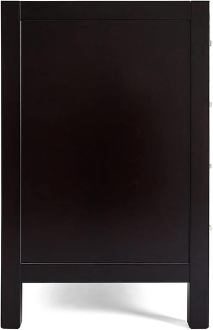 ARIEL Cambridge 36-inch Bathroom Vanity Base Cabinet,Solid Wood, 2 Soft Closing Doors, 5 Dovetail Drawers, Espresso