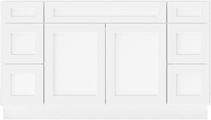 Furinno Shaker Two Drawer Stack Bath Vanity Cabinet Without Top, Ready to Assemble, 21 D x 60 W x 34.5 H, White
