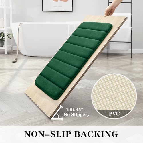 BYSURE Dark Green Memory Foam Bathroom Rug Set 3 Piece