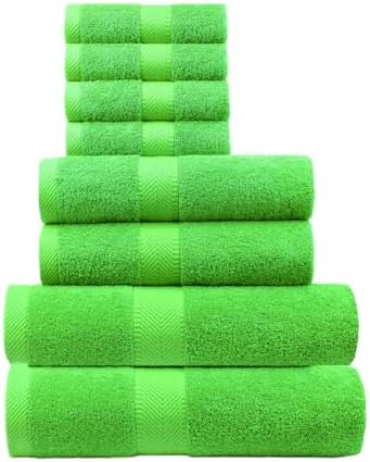 BY LORA 8-Pc Cotton Towel Set, Quick Dry Hotel Bath Hand Washcloths, Lime