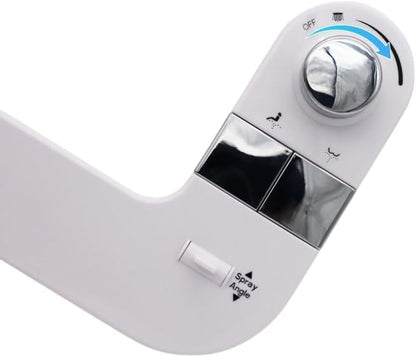 Bidet Attachment for Toilet, Non-Electric Cold Water Bidet with Dual Nozzles (Rear & Feminine Wash), Self-Cleaning Nozzle Rinse, Adjustable Water Pressure Control, Easy Install Kit, Fits Most Toilets