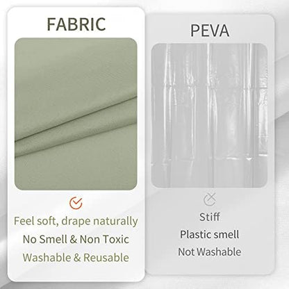 ALYVIA SPRING Sage Green Fabric Shower Curtain Liner Waterproof - Soft & Light-Weight Cloth Shower Liner with 3 Magnets, Hotel Quality & Machine Washable - Standard Size 72x72, Desert Sage (Pack of 2)