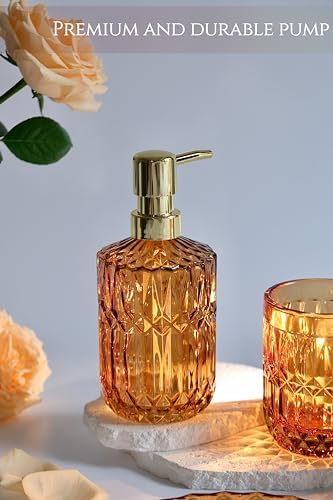 LaMarriti Amber Bathroom Accessories Set, 5Pcs Clear Glass Bathroom Set