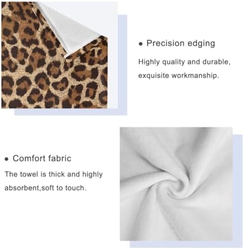 Naanle Leopard Soft Set of 3 Towels, 1 Bath Towel+1 Hand Towel+1 Washcloth, Decorative for Bathroom, Hotel, Kitchen, Spa and Beach