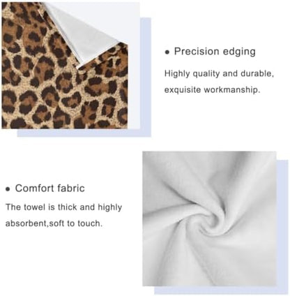Naanle Leopard Soft Set of 3 Towels, 1 Bath Towel+1 Hand Towel+1 Washcloth, Decorative for Bathroom, Hotel, Kitchen, Spa and Beach