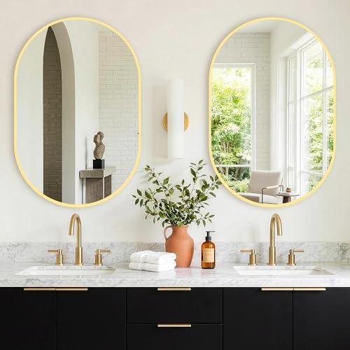 Oval Bathroom Mirror, 2 Pack 24"x36" Gold Vanity Mirror for Over Sink