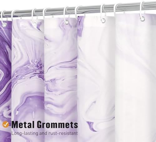 Purple Marble Fabric Shower Curtain, Abstract Watercolor, 72 x 72 Inches