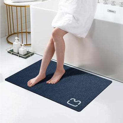 Diatomaceous Earth Bath Mat Stone Bath Mats for Bathroom,17"x27.5",Navy