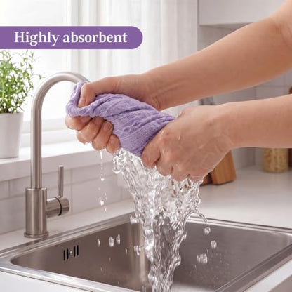 HunnmingRe 4 Pack Boho Hand Towel for Kitchen, Light Purple