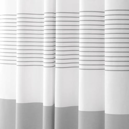 Grey Farmhouse Cotton Striped Shower Curtain with Tassel 60"W X 72"L