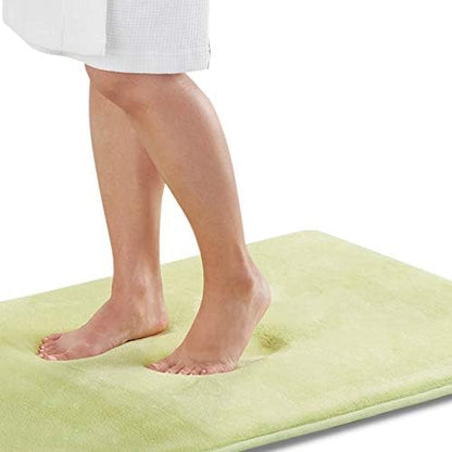 Memory Foam Bath Mat Non Slip Absorbent Super Cozy Velvet Bathroom Rug Carpet (24 inches X 48 inches, Lime)