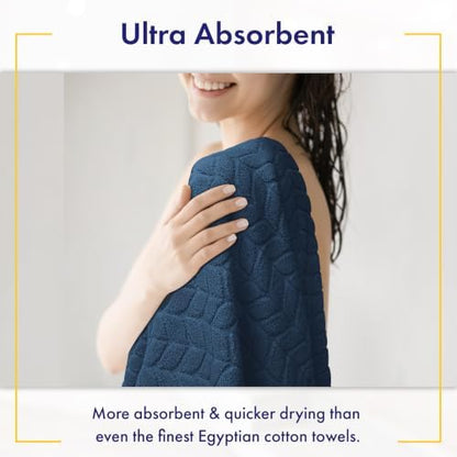 Alusa Home Ultra Soft & Stylish 700 GSM Luxury Bath Sheets | Pack of 2 | Extra Large 35x70 Inches | 100% Zero-Twist, Long-Staple Cotton | Remarkably Absorbent (Navy Blue)