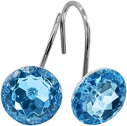 Blue Diamond Crystal Bling Shower Curtain Hooks Rings for Bathroom,12PCS