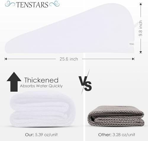 TENSTARS Hair Towel Wrap for All Hair Types, 5 Pack Microfiber Turban