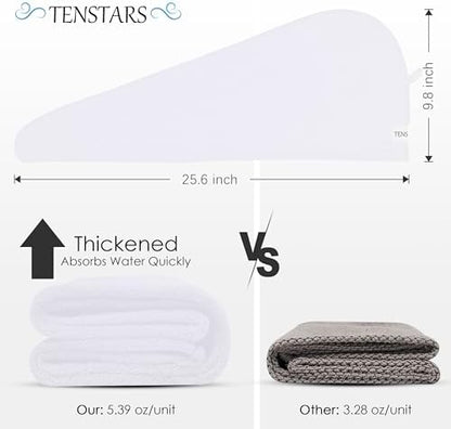 TENSTARS Hair Towel Wrap for All Hair Types, 5 Pack Microfiber Turban