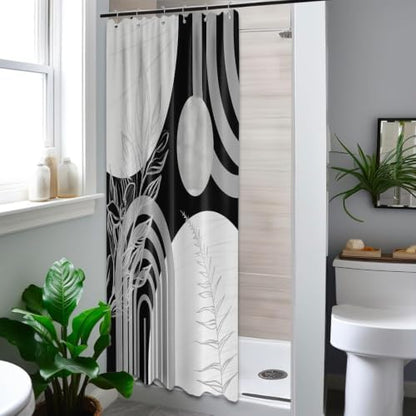 Grey and White Stall Shower Curtain, 36X72 in Narrow Small, Mid Century