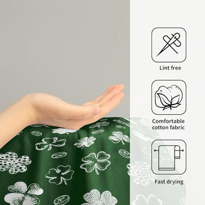 Lucky Clover Shamrocks Hand Towels 2 Pcs, 14x28 Inch Green St. Patrick's Day Absorbent Soft Tea Towels Quick Dry Dish Towel for Holiday Kitchen Bathroom Home Hotel Decorations