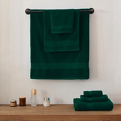 COZYART Luxury Hand Towels 4 PCS, Dark Green 100% Turkish Cotton 650 GSM
