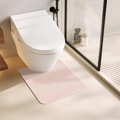 TYUU Toilet Rug, Thin Toilet Rugs U Shaped Washable Non Slip Absorbent Quick Dry Low Pile Toilet Mat, Pink 20"x24" U Shape