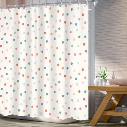 Kids Colorful Polka Dot Shower Curtain Cute Dot Retro Abstract Bathroom Set