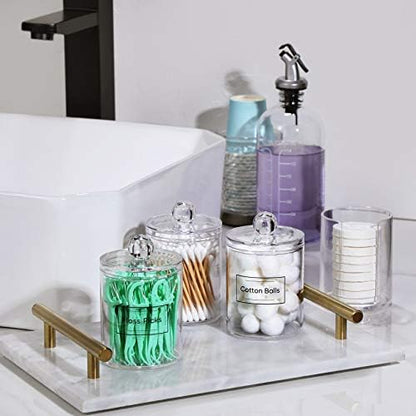4 Pcs Acrylic Qtip Holder Dispenser for Cotton Swabs, Balls, Floss Picks
