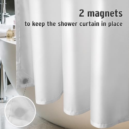 Titanker Waterproof Fabric Shower Curtain Liner Washable, Cloth Shower Liner with Magnets, White Shower Liner Soft Fabric, Lightweight Shower Curtain Liner, 70x72 Inches (Pack of 3)