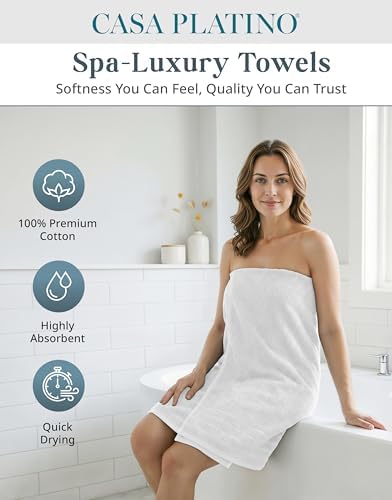 Casa Platino Bath Towel Set 100% Cotton 24 Piece Soft Absorbent - White