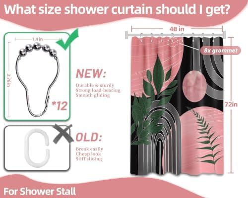 Black and Pink Stall Shower Curtain, 48X72 in Narrow Small, Mid Century