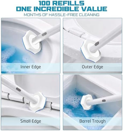 Toilet Wand Refills, Disposable Toilet Brush, Toilet Wand, Disposable Toilet Bowl Cleaner Wand, Toilet Brush, Toilet Scrubber with Holders(100-refills)