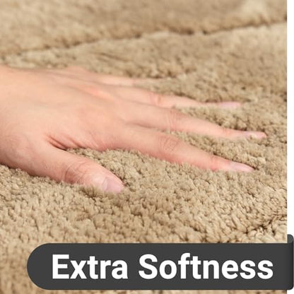 DEXDE Bathroom Rugs Non Slip Bath Mats Carpet for Shower Floor 20x32 Beige