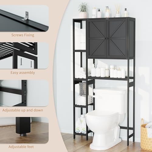 Bamboo Over-the-Toilet Storage Cabinet with Shelves for Small Bathrooms