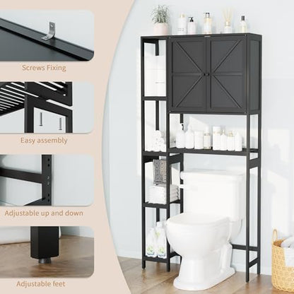 Bamboo Over-the-Toilet Storage Cabinet with Shelves for Small Bathrooms