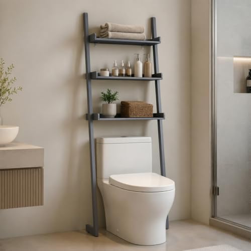 3-Tier Bathroom Over Toilet Storage for Small Space (Grey)