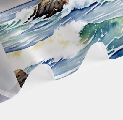 Coastal Lighthouse Shower Curtain, Ocean Nautical Sunrise Beach Seascape Bath Curtain, Sailboat Waterproof Bathroom Bathtub Decor Accessories with Hooks 72X72 in
