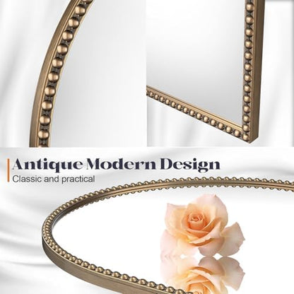Arched Beaded Mirror for Bathroom,24"x32" Antique Arch Wall Mirror