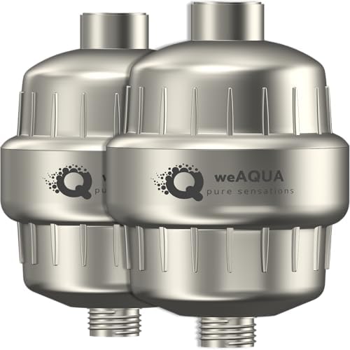 weAQUA Heavy Duty 2-PACK Shower Filter for Hard Water Chlorine Heavy Metals