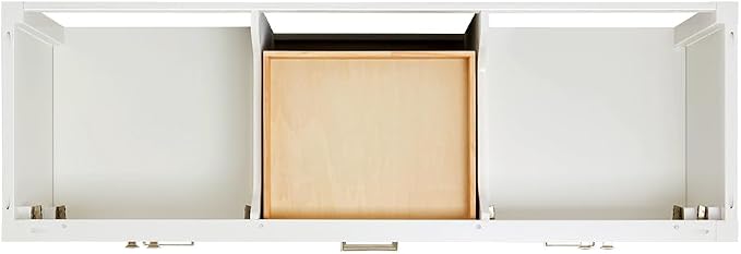 Beckford 66" White Double Bathroom Vanity, 1.5" Edge Pure White Quartz Countertop, 2 Rectangular Undermount Sinks, 4 Soft Closing Doors, 6 Dovetail Drawers