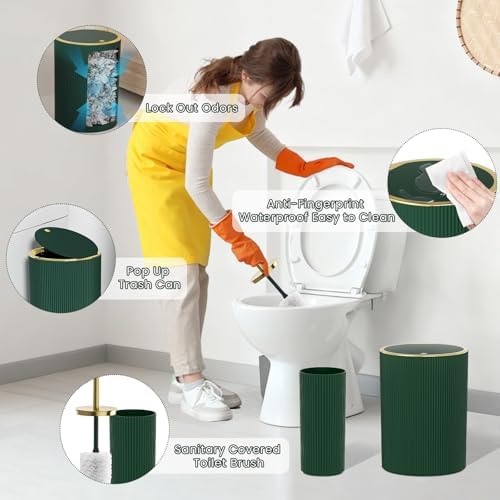 Dark Green Bathroom Accessories Set, 10PC Bathroom Set Apartment