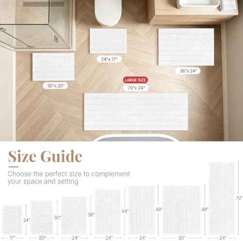 Bcoimo Bath Rug Mat,36x24 Chenille Non Slip White Bathroom Floor Shower Mat
