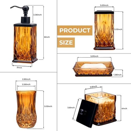 Amber Bathroom Accessories, Square Thick Glass & Zinc Alloy Pump