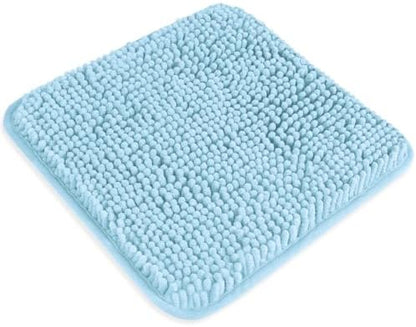 Small Bathroom Rug 12"x12" – Washable and Absorbent Mini Bath Mat, Non Slip, Thick Soft Chenille Bath Rugs for Bathroom, Shower, Locker Rug(Light Blue)
