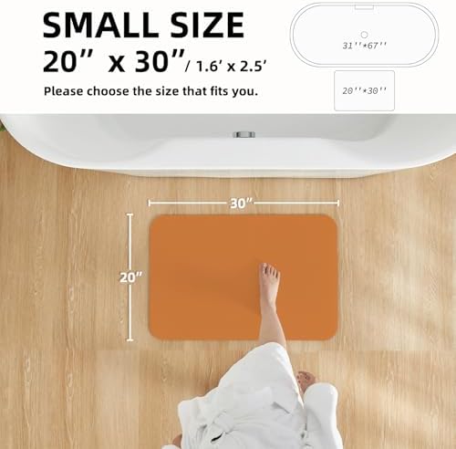 TYUU Thin Bath Mat, Small Bathroom Rugs Non Slip Washable, 20x30 Orange